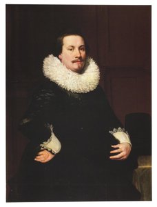 Retrato de um homem em um plissado branco